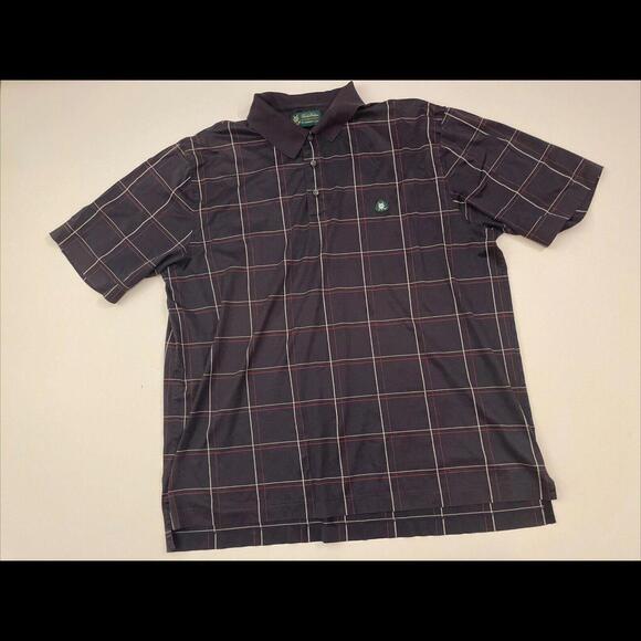 Brooks Brothers St Andrews Links Mens XL Blue Check Polo Golf Shirt - Picture 1 of 7